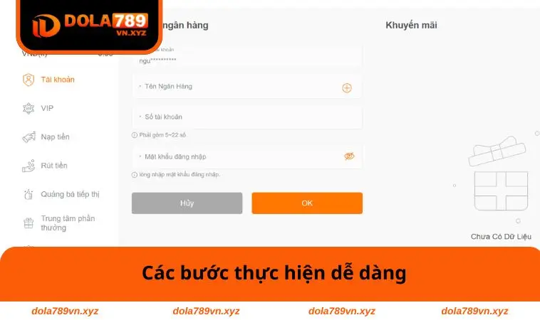 Rút Tiền DOLA789 1 Các bước thực hiện dễ dàng