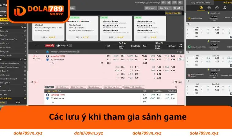 Thể Thao DOLA789 3 Các lưu ý khi tham gia sảnh game