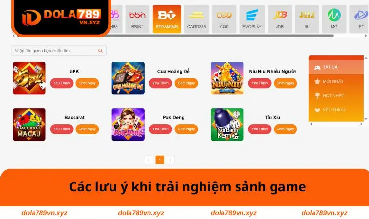 Game Bài DOLA789 3 Các lưu ý khi trải nghiệm sảnh game