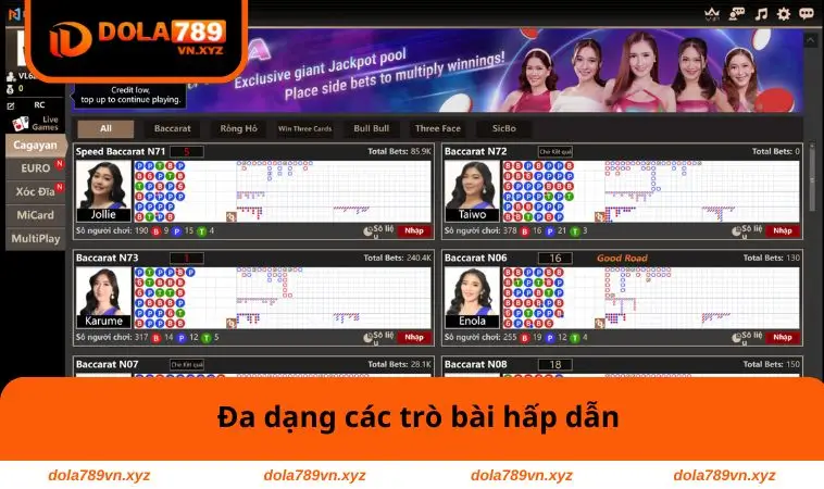 Casino DOLA789 1 Đa dạng các trò bài hấp dẫn