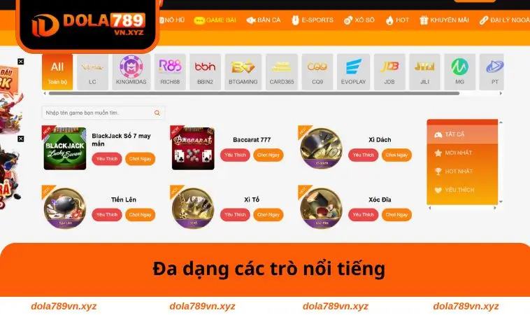 Game Bài DOLA789 1 Đa dạng các trò nổi tiếng