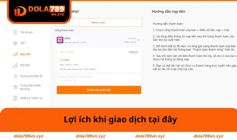 Nạp Tiền DOLA789 3 Lợi ích khi giao dịch tại đây