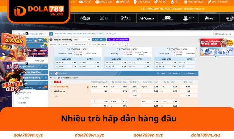 Thể Thao DOLA789 1 Nhiều trò hấp dẫn hàng đầu
